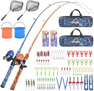 CODEK Kids Fishing Pole Set with Full Starter Kits 2 Set Portable Telescopic Fishing Rod and Reel Cambos for Boys Girls Toddler Youth Age Beginner Little Children Junior Anglers