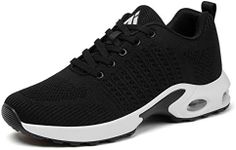 Mishansha Women's Sneakers Air Cushion Ultra Light Super Comfy Athletic Gym Walking Tennis Trail Running Shoes Black 5.5