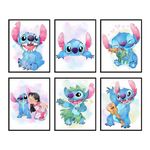 BigWig Prints Stitch Room Decor - Stitch Poster, Stitch Decor, Stitch Wall Decor, Lilo and Stitch Bedroom Decor, Stitch Decorations for Room, Lilo and Stitch Decor, Nursery - 6 Pack (8x10”) Unframed