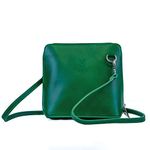 Small Vera Pelle Handbag Genuine Leather Cross Body Bag for Women Italian Mini Shoulder Bag Highquality Strap (Green)