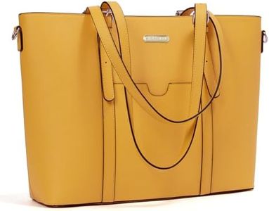 BROMEN Women Briefcase 15.6 inch Laptop Tote Bag Vintage Leather Handbags Shoulder Work Purses Yellow