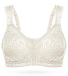 WingsLove Women's Full Coverage Non Padded Wire-Free Minimizer Bra Comfort Plus Size Everyday Bras, Ivory White, 38DD