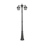 GAMA SONIC Windsor Bulb Solar Lamp Post Light Kit, 91.875 inch Tall, Outdoor Double Head Black Resin and Clear Beveled Glass Post Lamp, Cast Aluminum Light Pole, and Warm White Light 2700K (177B50002)