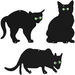 Scare CatsMetal, 3 X Garden Scare Cat Black Cat Silhouette Cats 3-Pack Bird Fright Cats Metal Cats With Green Marble Eyes For Gardens Vegetable Gardens Ponds Fences Or Walls Weatherproof Silent