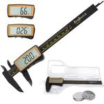 FineSource Digital Caliper, Caliper Measuring Tool with Large Screen, Electronic Vernier Caliper Inch/Metric Conversion, 0-6 Inch/150mm, Carbon Fiber, Auto-Off, Precision Measuring Tool
