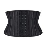 Atbuty Super Short Torso Waist Trainers Cincher Corset Tummy Shaper Slimming Latex Trimmer Girdle, Black (7'' Torso, Breathable, 25 Bones), Medium