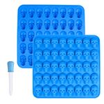 2PCS Halloween Themed Moulds Food Grade Skull Silicone Mould Candy Machine Homemade Chocolate Jelly Cookie Reusable Baking Moulds 40 Small Skulls DIY Non-Stick Kitchen Kids Candy Melts Wax Melt Moulds