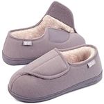 LongBay Women's Furry Memory Foam Diabetic Slippers Comfy Cozy Arthritis Edema House Shoes Grey 7 UK