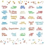 30 pcs Holiday Blessings Die Cuts, lyfLux Die Cuts for Card Making, Holiday Blessings, Good Luck, Words of Thanks, Make a Wish, Words of Welcome, Card Making Supplies