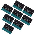 FOSHIO 8PCS Micro Fiber Felt Squeegee Professional Car Sticker Wrapping Squeegee 4 Inch Black PP Scraper Auto Window Tint Tool