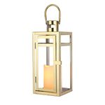 TRIROCKS Stainless Steel Decorative Lantern 30 cm High Metal Candle Holder with Clear Glass Panels Perfect for Home Decor Living Room Parties Events Tabletop Indoors Outdoors (Gold)