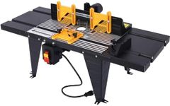 Electric Router Table, Universal Benchtop Router Table Top with Steel Stand & Adjustable Fence, Wood Working Precise Routing Table Craftsman Tool for Woodworking, Black