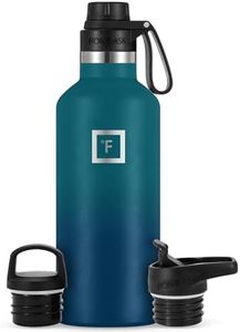IRON °FLASK Botella de Agua para Deportes de Boca Estrecha - 32 oz, 3 Tapas (Tapa de Pico), Acero Inoxidable con Aislamiento al vacío, frío Caliente, Noche Oscura Moderna de Doble Pared