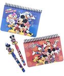 2 Pack Mickey, Minnie, Mickey & Friends Multicolored Spiral Autograph Booklets With Clubhouse Themed Pens (Mickey Friends Red & Blue With Pens)