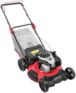 PowerSmart Gas Lawn Mower 21-inch with 140cc Briggs and Stratton E550 Engine, 3-in-1 Push Mower with Mulching, Bagging, Side-Discharge