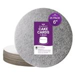 Culpitt 6" Cut-Edge Round Cake Boards, Packs of 25, Cake Decorating Wedding Support Cards 1.8 mm, Single Thick Lightweight Cake Board, 6-Inch CSR, Silver