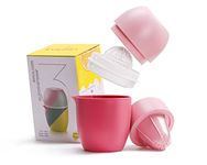 Lechin Lemon Squeezer with Unique Lemon Shape Design Citrus Juicer Manual Two Ways of Use for Different Fruits (Pink)