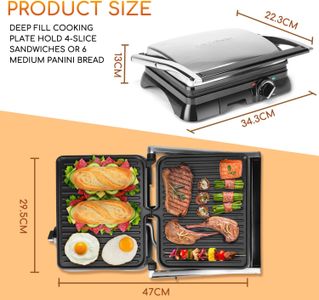 Aigostar 2000W Sandwich Toaster – Non-Stick, Compact Electric Grill