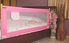 VIC Kid® Bed Rail Guard for Baby/Kids Safety, 178cm x 90cm, Portable & Foldable, Baby Safety Essential, Adjustable Height (1.8 M, Pink_Cloud_Rainbow)