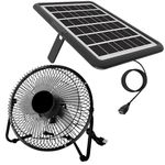 Solar Powered Fan, 8 Inch Install-Free, with 18W Portable Solar Panel, Cloudy Days Working Solar Fan for Air Circulation and Cooling in Greenhouse, Chicken Coop, Pet House, Attic, 14ft Long Cable