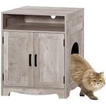 beeNbkks Cat Litter Box Furniture, Cat Washroom Hidden Litter Box Enclosure, Wooden Cat House Nightstand End Table, Indoor Cat Furniture Cabinet Pet Crate