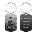 Zysta Customised Photo Text Keyrings Custom Dog Tag for Men Women Personalised Engraving Picture Message Special Date Keepsake Memorial Military Army Keyrings Birthday Gift