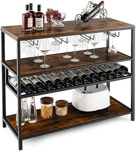 COSTWAY Estante Botellero Vino, Mueble Bar Industrial con Botellero y 4 Filas de Soportes para Vasos, Amplio Tablero y Estantes Abiertos, Armario Independiente para Vinos en Cocina, Comedor, Buffet