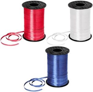 PMU Patriotic Decorative Curling Ribbon | 4th of July Patriotic Decorations | Fourth of July Holiday Gift Wrapping Florist Patriotic Decorations | 3/16 Inch X 500 Yards (3/pkg) Pkg/1
