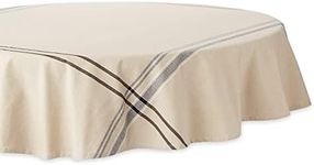 DII 100% Cotton, Machine Washable, Everyday French Stripe Kitchen Tablecloth for Dinner Parties, Summer & Outdoor Picnics - 70" Round Seats 4 to 6 People, Black