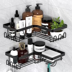 Kegii Etagere Douche Sans Percage, Etagere Rangement,Accessoire Salle De Bain Noir