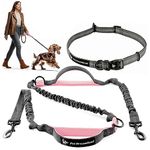 Exquisite Pet Dreamland Running Dog Leash for Medium Dogs - Walking Hiking Training - Extra Long Bungee Dog Lead - Reflective Leashes (Dark Grey & Pink)