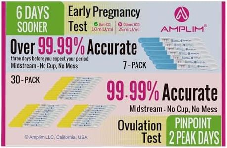 Amplim Pregnancy Test and Ovulation Tests Kit, 37 Pack Bulk Early Detection HCG & LH Sticks, 99.99% Accurate at Home Predictor 6 Days Early Result, Extra Sensitive Fertility Tracker for Women