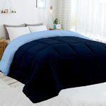 Bright decore Queen Size Bed Soft Quilted Reversible 200 GSM Ac Quilt Comforter/Duvet for Winter/AC Blancket/Dohar Rajai (90" x 90" Inches/228cm x 228cm) Light Blue and Navy Blue Microfibre