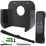 Pinowu Wall Mount Bracket Holder with Siri Remote Case Compatible with Apple TV 4/4K(4th Gen) (Black)