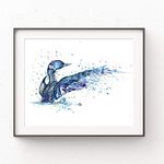 Loon Bird Wall Art by Whitehouse Art | Home Decor, Bedroom Decor, Living Room Decor, Artwork for Home Walls, Woodland Themed Cabin |Professional Print of a Loon Original Watercolor Painting | 5 Sizes