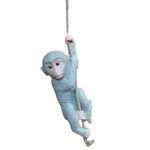ALILA Monkey Hanging Climbing on Rope Statue Unique Home Decoration Showpiece for Gifting & Interior, Grey