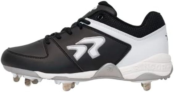 RIP-IT Ringor Flite Metal Softball Spikes for Women | Performance, Durability, and Superior Traction | Designed for Female Athletes | Size 7.5 | Black & White