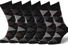 Easton Marlowe Men's Classic Cotton Argyle Dress Socks - 6pk #2-9, Black - 43-46 EU shoe size