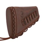 Leather Buttstock Cheek Rest with Rifle Ammo Holder for.308, 30-30, 357, 45-70 .22LR 12GA 16GA 20GA (Brown(.308 .30-06 .45-70), Righty Shooter)