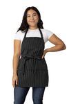 Chef Works Unisex Three Pocket Apron, Black White Pinstripe, One Size