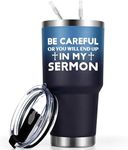 Qtencas Pastor Appreciation Gifts, Be Careful or You Will End Up In My Sermon Stainless Steel Travel Tumbler, Pastor Church Gifts for Men Birthday Christmas, Preacher Minister Gifts, 30oz Gradient