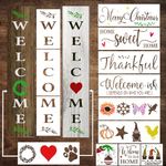 DLY LIFESTYLE Large Welcome Stencils for Wood Signs - Vertical Welcome Sign for Front Door and Outside Porch Decor - Farmhouse Letter Stencils and Templates for Painting on Wood, Walls & Home Decor