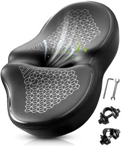 Noseless Oversized Bike Seat for Men & Women, 2026 Upgrade Comfortable Extra Wide Padded Bicycle Seat Cushion, Comfort Bike Saddle for Peloton, Exercise Bike, Beach Cruiser, MTB, EBike (Black)