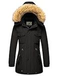 WenVen Women's Winter Hooded Waterproof Parka Jacket Snow Coat(Black, 2XL)