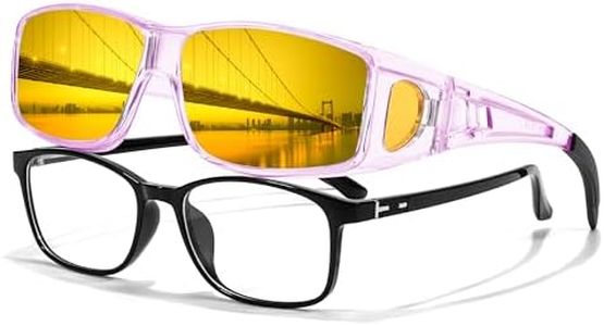 LVIOE Wrap Around Night-Vision Glasses, Fit Over Prescription Glasses with Polarized Yellow Lens for Night Driving