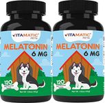 Vitamatic Melatonin for Dogs - 6 mg - 120 Beef Flavored Chewable Tablets ((Pack of 2))