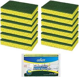 CELOX 12 Pack Dish Sponge for Kitchen, Dual Sided Scrub Sponge Heavy Duty, Non Scratch Sponges Perfect for Kitchen Dishwashing and Household Cleaning, Highly Absorbent and Easy to Dry for Reuse