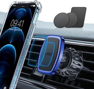 LISEN Magnetic Phone Holder for Car Upgraded Clip Ultra Car Phone Holder 6 Strong Magnets Cell Phone Holder Car Magnetic Case Friendly Phone Car Holder Mount for 4-6.7 inch Smartphones (Blue)