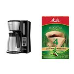 BLACK+DECKER Thermal Carafe Programmable Coffeemaker (12-Cup) + Melitta Bamboo Super Premium Coffee Filters (80 Count)