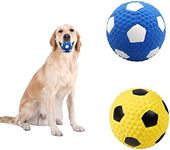 2 Pieces Squeaky Dog Ball Latex Rubber Dog Toy Football Chew Fetch Throw Ball Dog Ball for Throwing Fetch Toys for Puppy Dogs Cats Interactive Dog Toys Teeth Cleaning Chew Toy for Hunting Exercise